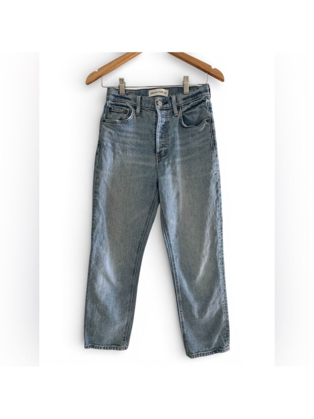 Denim Forum Organic Cotton Straight Leg Jeans Light Wash Size 26